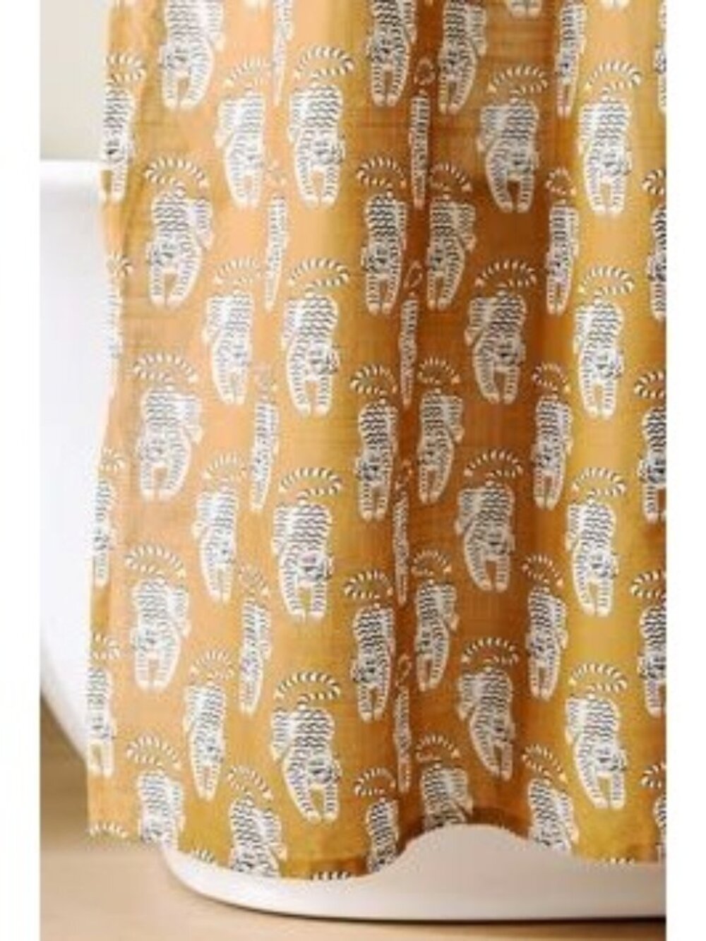 NEW Anthropologie Shower Curtain Cotton Printed Tiger Whimsical Novelty